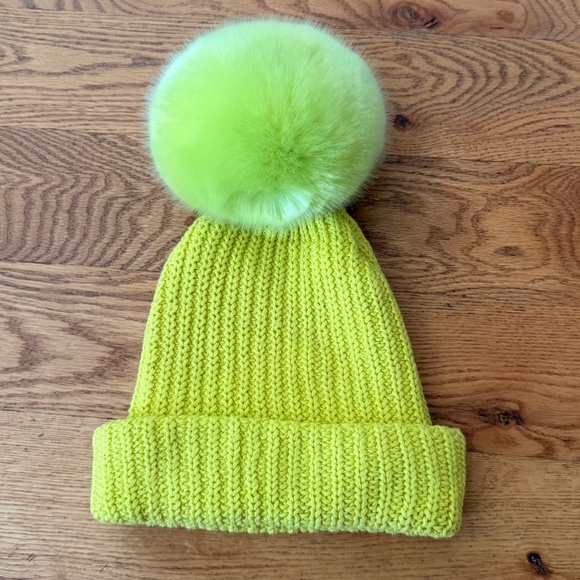 Love Your Melon Neon Yellow Monochrome Mega Pom Beanie - Picture 4 of 5